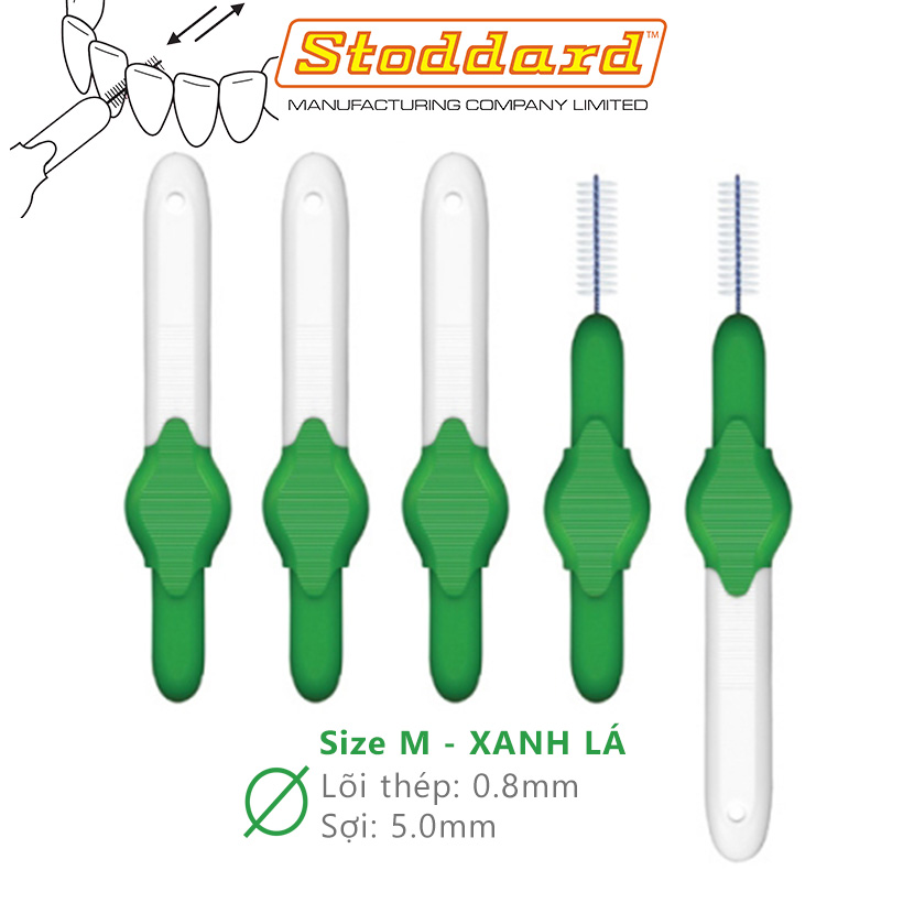 Bộ 6 cây bàn chải kẽ răng Stoddard từ 0.6 đến 1.2mm - UK