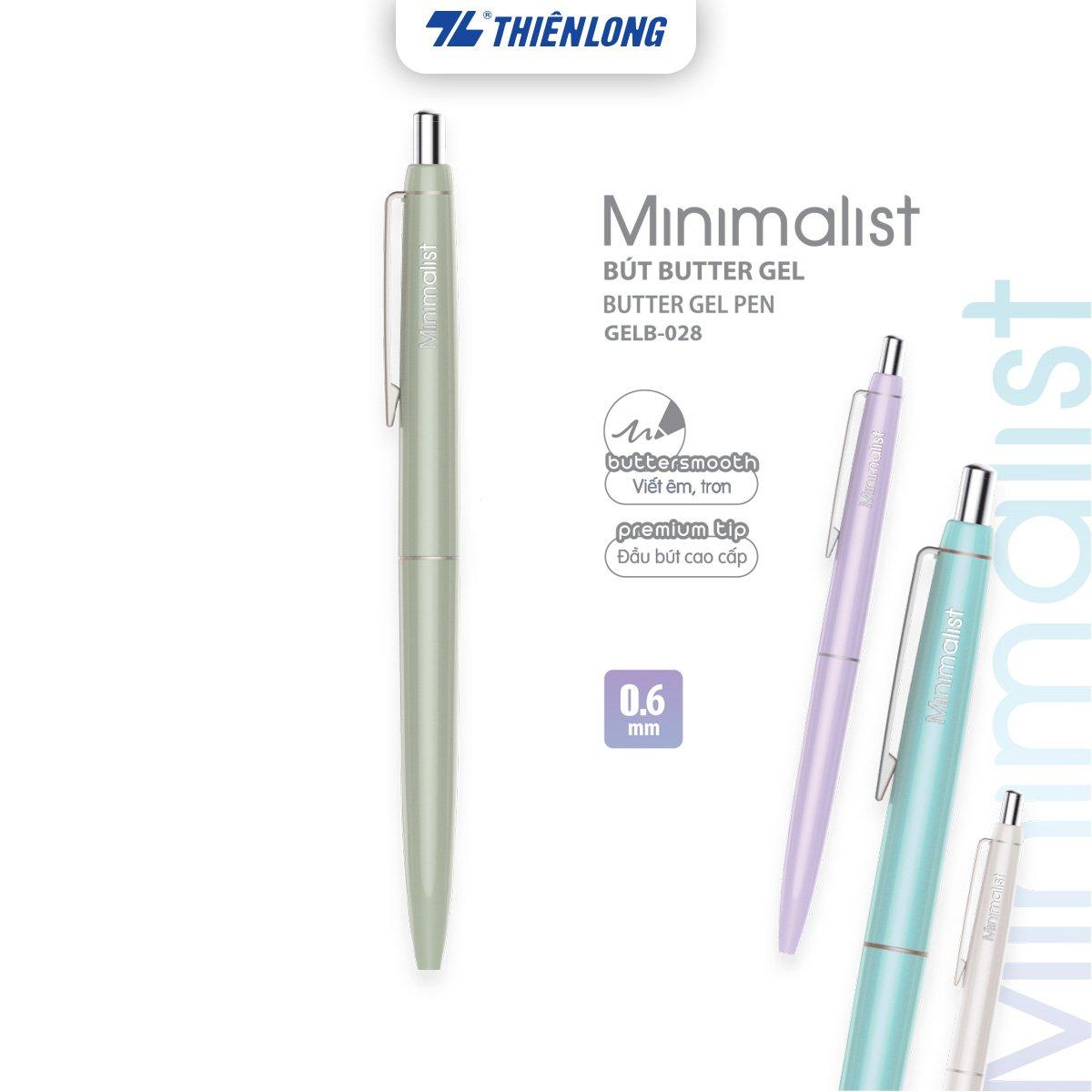 Combo 5/10/20 Bút gel B - Minimalist Butter Gel Thiên Long - Premium tip - Mực Xanh - Màu thân ngẫu nhiên