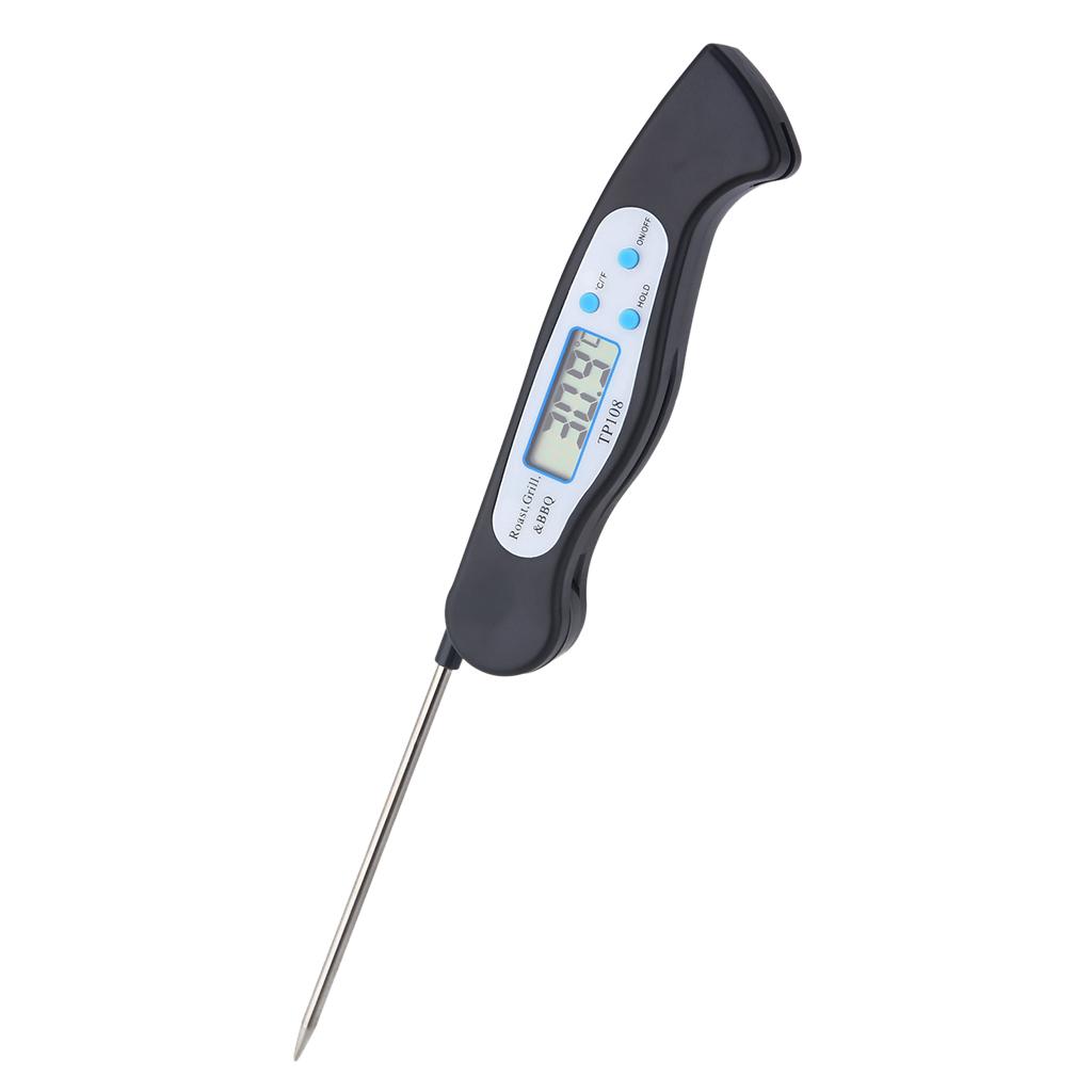 2 Pieces LCD Digital Kitchen Cooking Meat Thermometer Black Foldable
