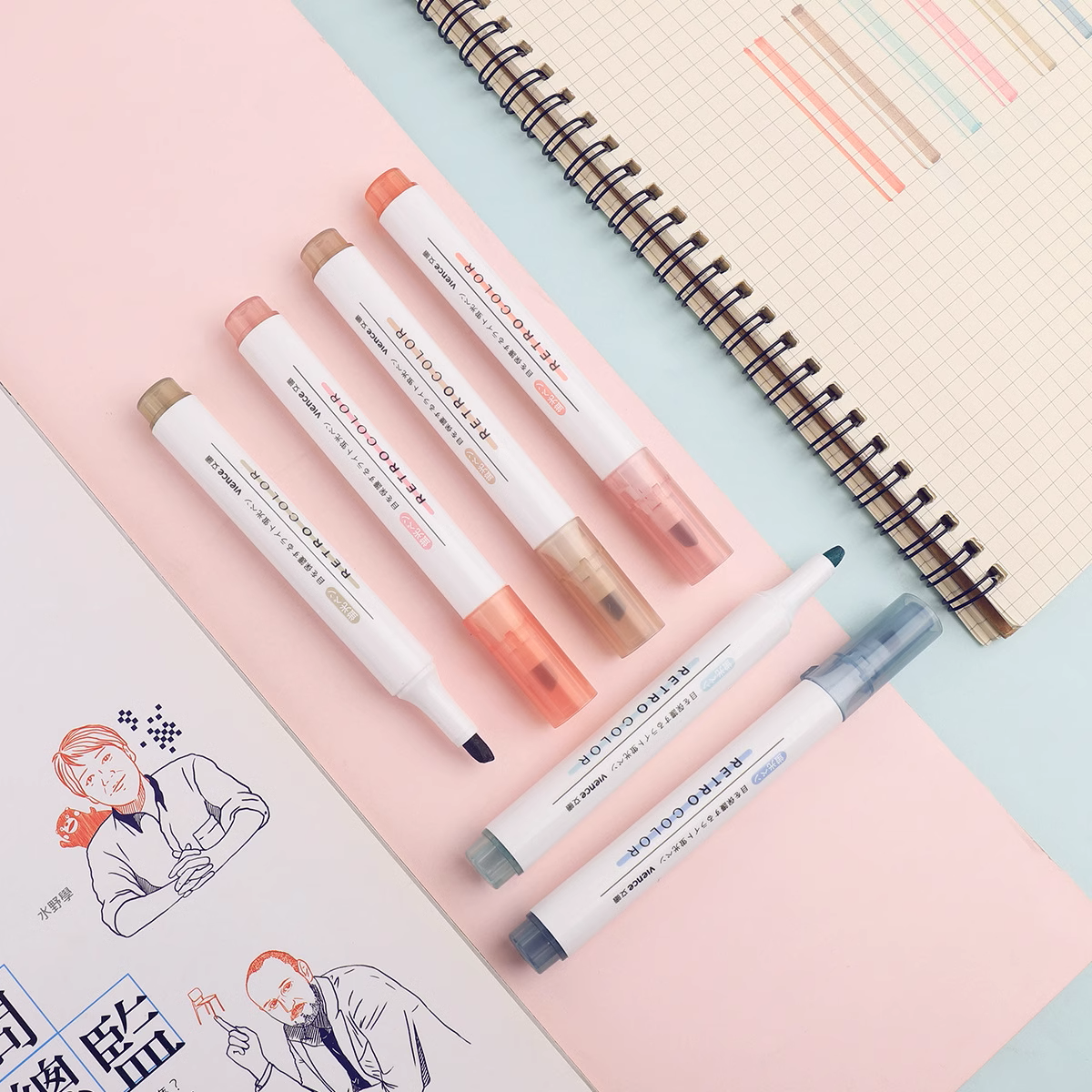 Bút Dạ Quang 6 Màu Highlight Pastel, Combo 6 Bút Nhớ Dễ Thương - BEYOU