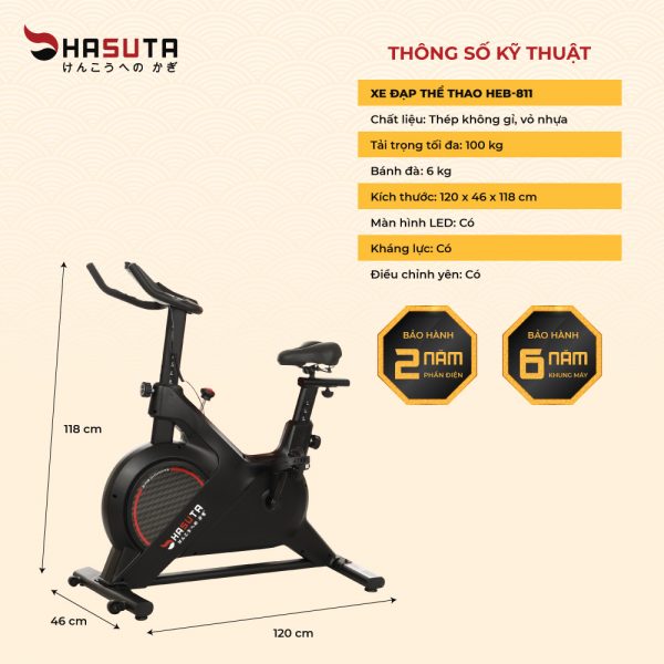 Xe đạp tập thể dục HASUTA HEB-811 - Hàng chính hãng