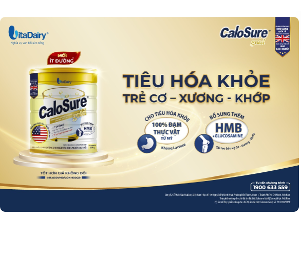 Sữa bột Calosure Gold Ít Đường 900g-Cho người lớn tuổi có vấn đề về tiêu hóa, tim mạch và xương khớp-Tặng khăn mềm mịn