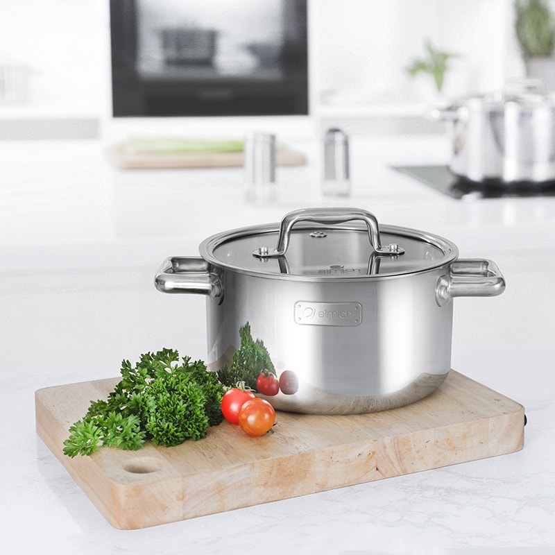 Bộ nồi inox liền khối Elmich Trimax ECO EL-8001 size 18, 20, 26cm - Tiêu chuẩn Châu Âu - Sử dụng cho mọi loại bếp