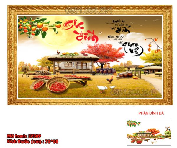 Tranh đính đá gia đình hạnh phúc LV389 - 75 x 55 cm - chưa đính