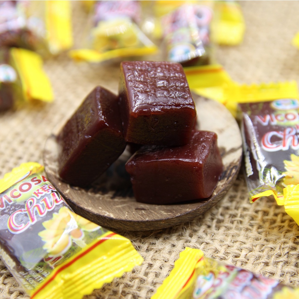 Combo 2 túi 500g Kẹo chuối gân VICOSAP nguyên chất kẹo dẻo mềm ít đường đặc sản Trà Vinh - Ăn Vặt Candy Snack Food