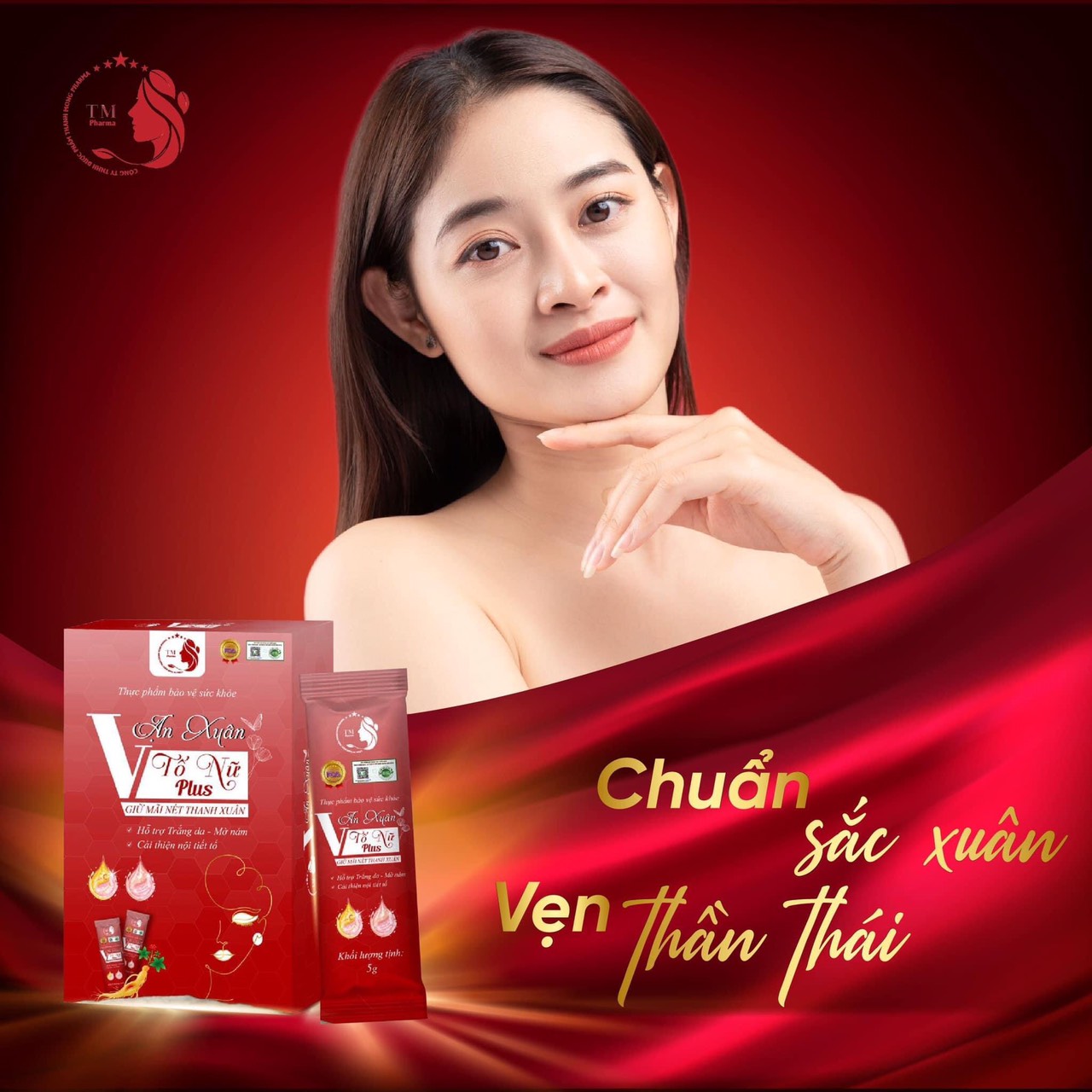 Collagen nội tiết Vạn Xuân Tố Nữ Plus hỗ trợ trắng da - mờ nám, cải thiện nội tiết tố, ngăn ngừa lão hóa hộp 24 gói