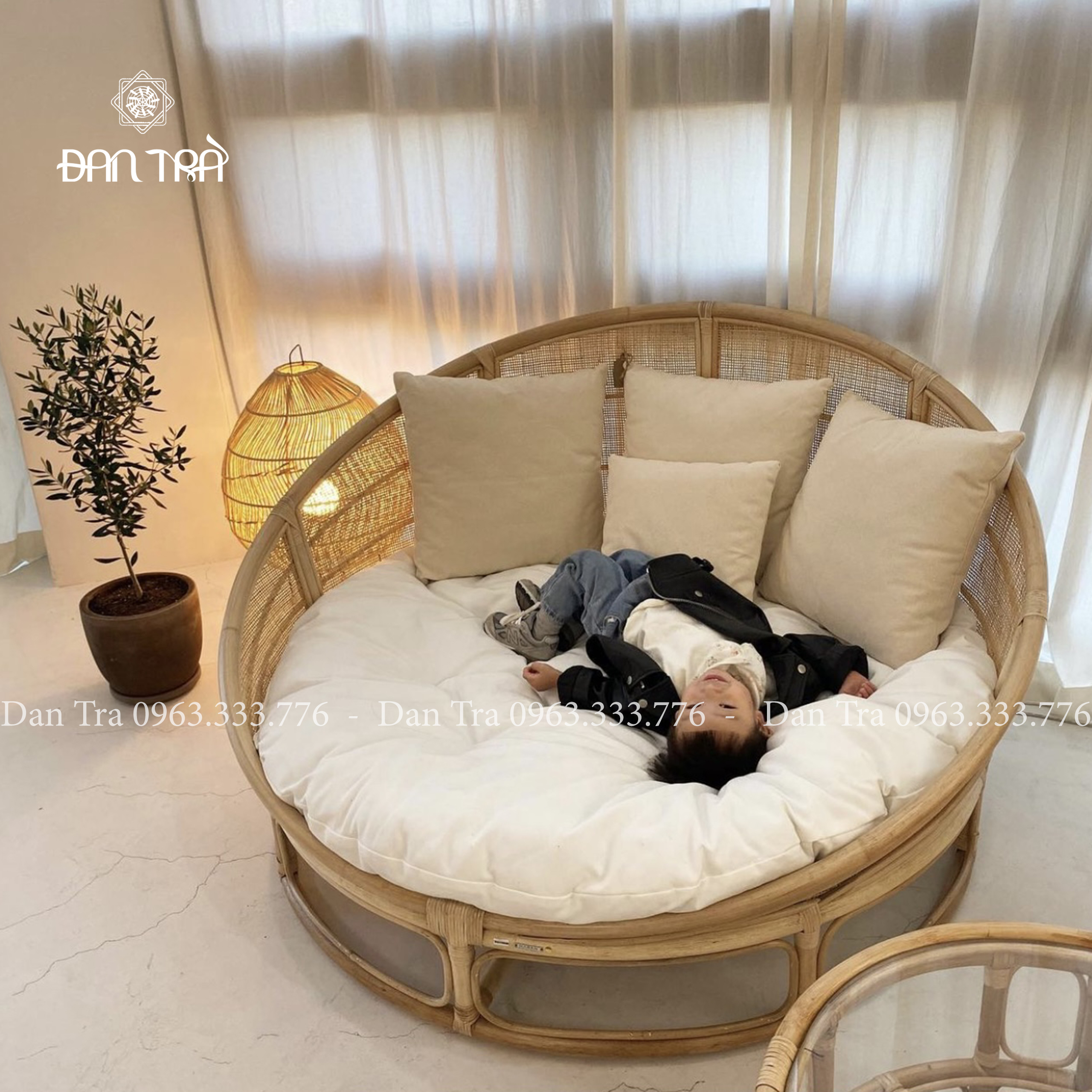 Ghế Mây Tròn Lười Thư Giãn- Ghế Mây Papasan Cách Tân Phong Cách Kiểu Hàn - Kích thước 1m4 form chuẩn truyền thống- Nội Thất Mây Tre Đan Gía Rẻ