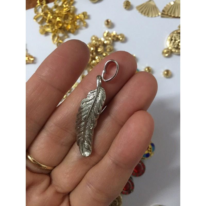 Charm lông vũ may mắn bạc 925 cao cấp làm vòng handmade