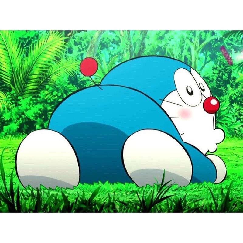 Tranh đính đá tự làm hoạ tiết hoạt hình Doraemon ngộ nghĩnh size 40*30cm