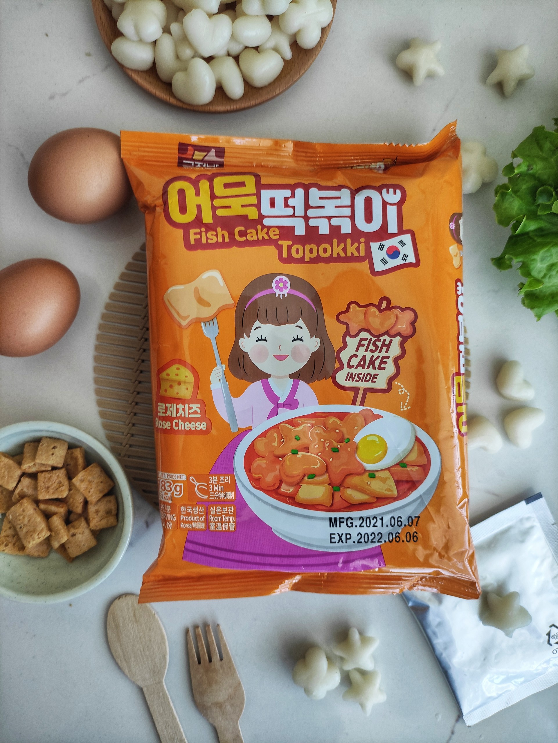 Bánh Gạo Topokki Hàn Quốc Chả Cá - Hình Hoa Sao Tim - Vị Phomai