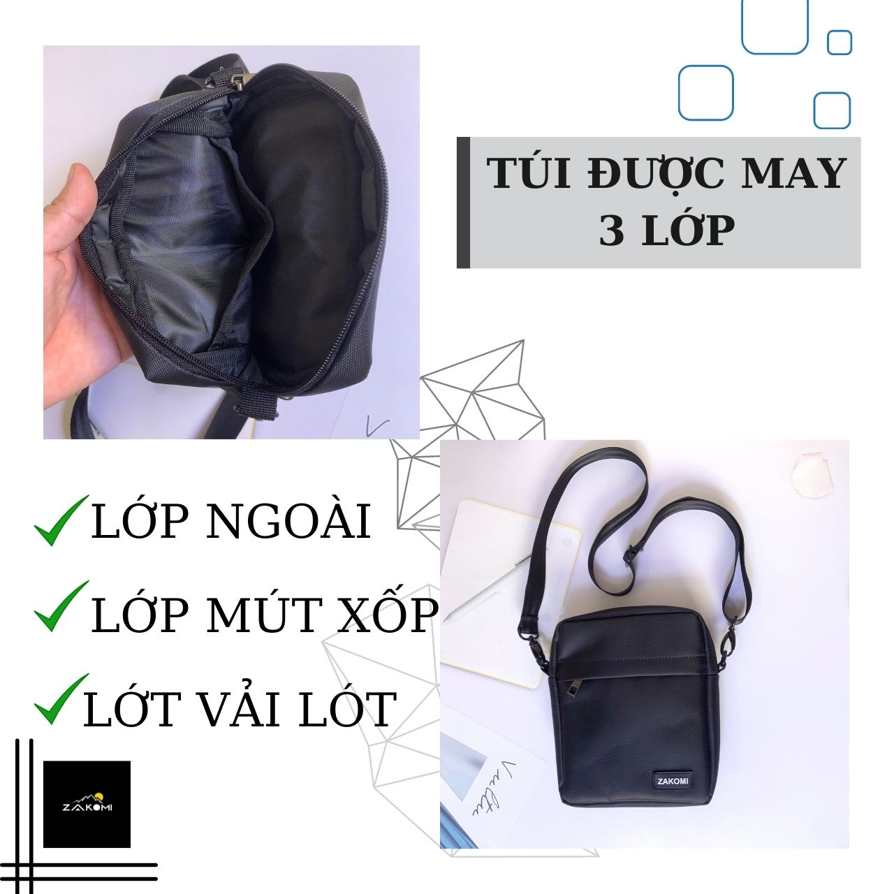 Túi đeo chéo thời trang Unisex Zakomi vải cao cấp chống thấm nước ZTDC001 - Bảo hành 12 tháng