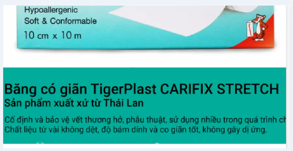 Băng keo co giãn Tigerplast Carifix Stretch, chạy thận