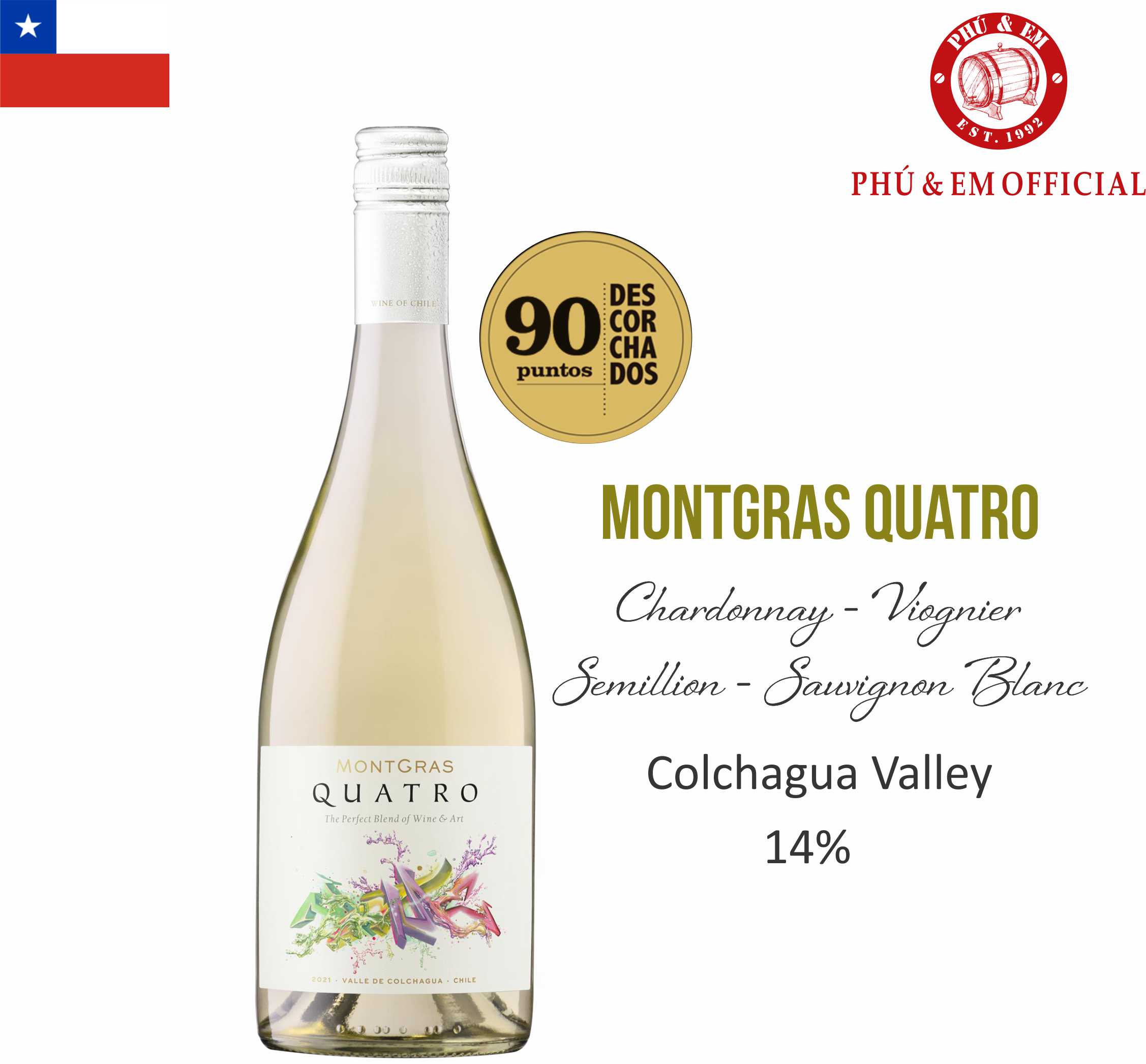 Rượu Vang Trắng Chile MontGras Quatro