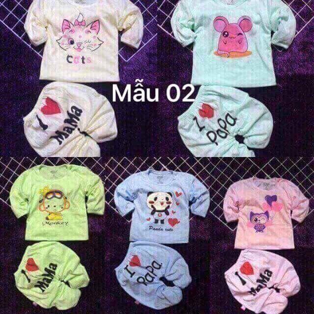 Set 5 bộ dài cotton cho bé trai và gái từ 4 - 7kg