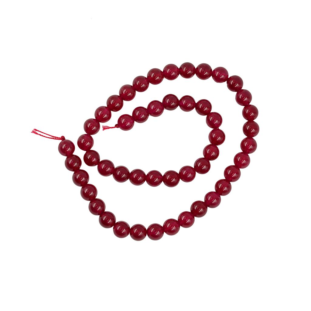 8mm Natural Smooth Ruby Red Jade Gemstone Round Loose Beads Strand 15'' for DIY Jewelry