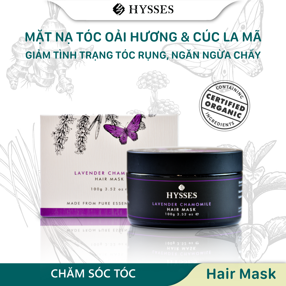 Mặt Nạ Tóc Cao Cấp Hysses Hair Mask Cho Da Đầu Nhạy Cảm, Hỗ Trợ Mọc Tóc, Cho Bóng Mượt, Hạn Chế Rụng Tóc Với Tinh Dầu Oải Hương - Cúc La Mã Hữu Cơ Tự Nhiên