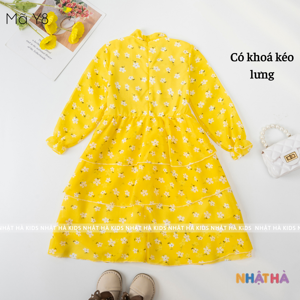 Váy công chúa hè bé gái Y8 size đại 11 - 45kg chất liệu voan tơ lụa thoáng mát