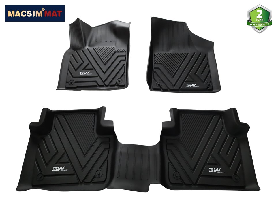 Thảm lót sàn xe ô tô Volkswagen Tiguan Teramont Nhãn hiệu Macsim 3W (Loại 2) chất liệu nhựa TPE đúc khuôn cao cấp - màu đen