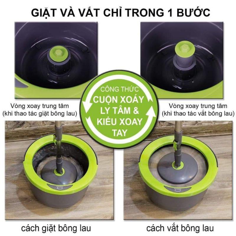 SALE Bộ Cây Lau Nhà Xoay Tay 2 Bông Lau LocknLock Corner ETM498 (Siêu HOT)