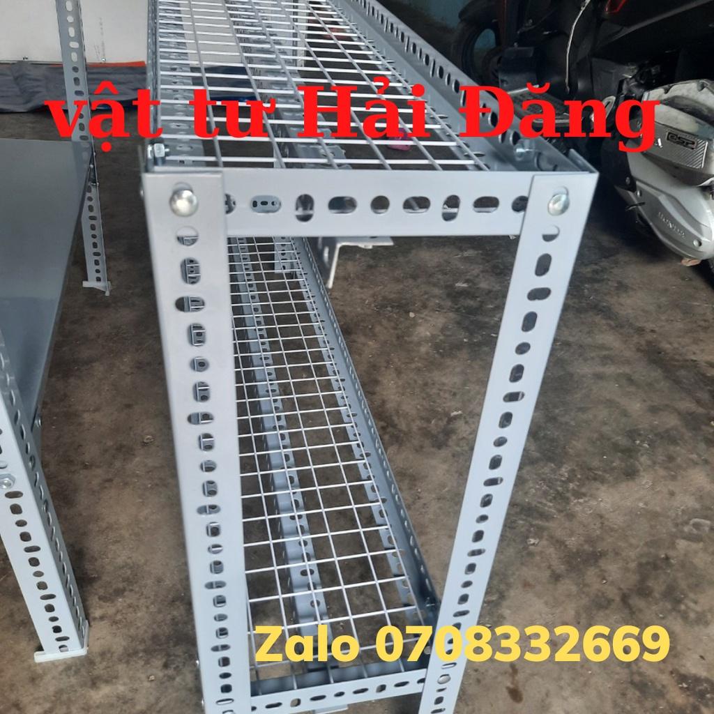 kệ sắt v lỗ 2 tầng,vỉ lưới ô vuông ( mặt vỉ Rộng 20cm,30cm x Dài 60cm,80cm,100cm,120cm) x cao 50cm-60cm-80cm