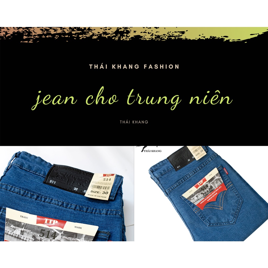 Quần jean nam CO GIÃN chất bò ống suông trung niên rộng rãi thoải mái loại quần jean ống đứng QJEAN22