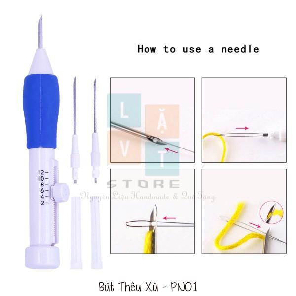 2 loại Bút thêu chỉ nổi, len xù - Punch Needle - Cây bút thần kì - Dụng cụ làm handmade từ len, chỉ