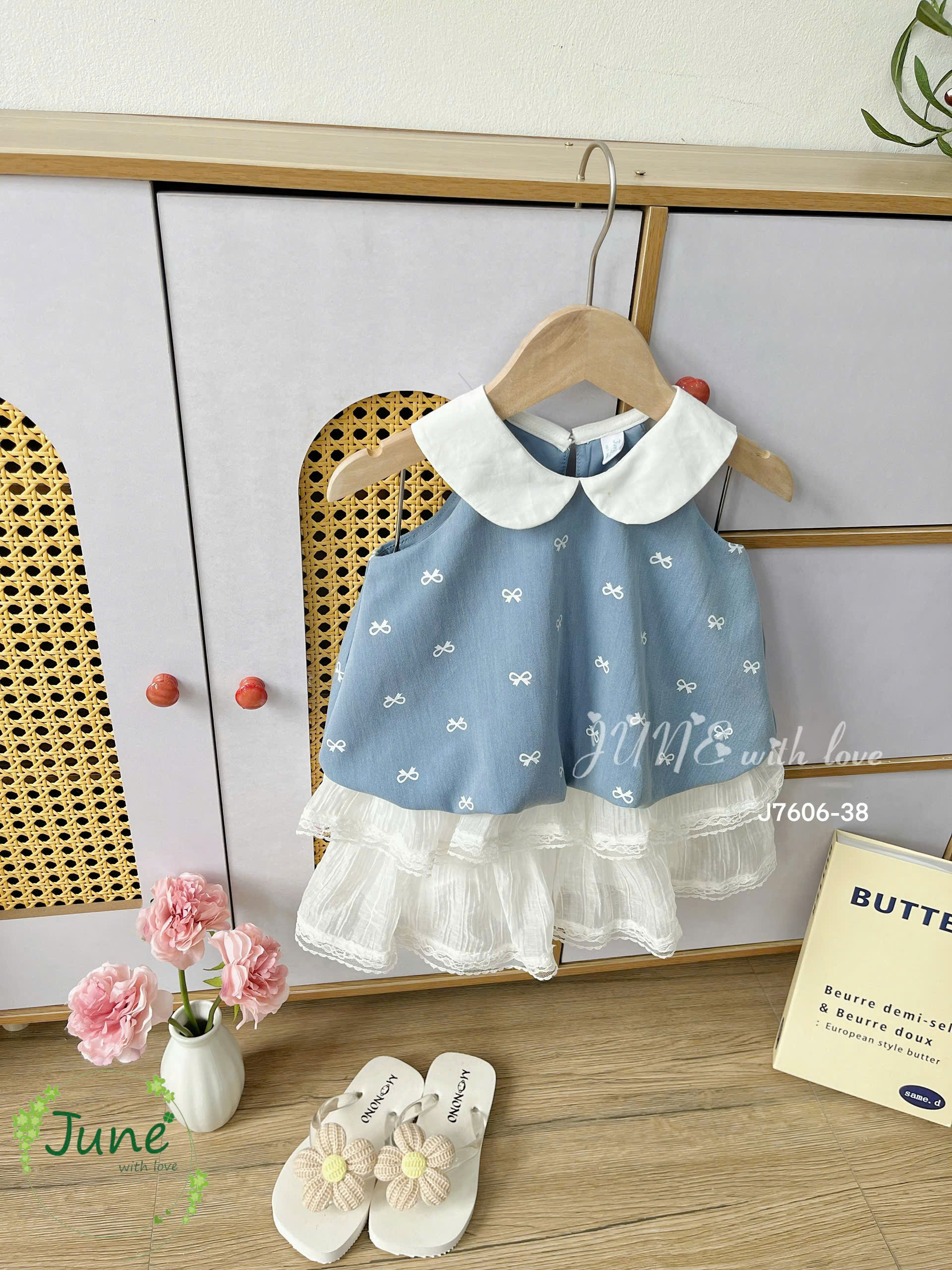 Set váy tiểu thư cho bé gái size 10-40kg hàng thiết kế cao cấp