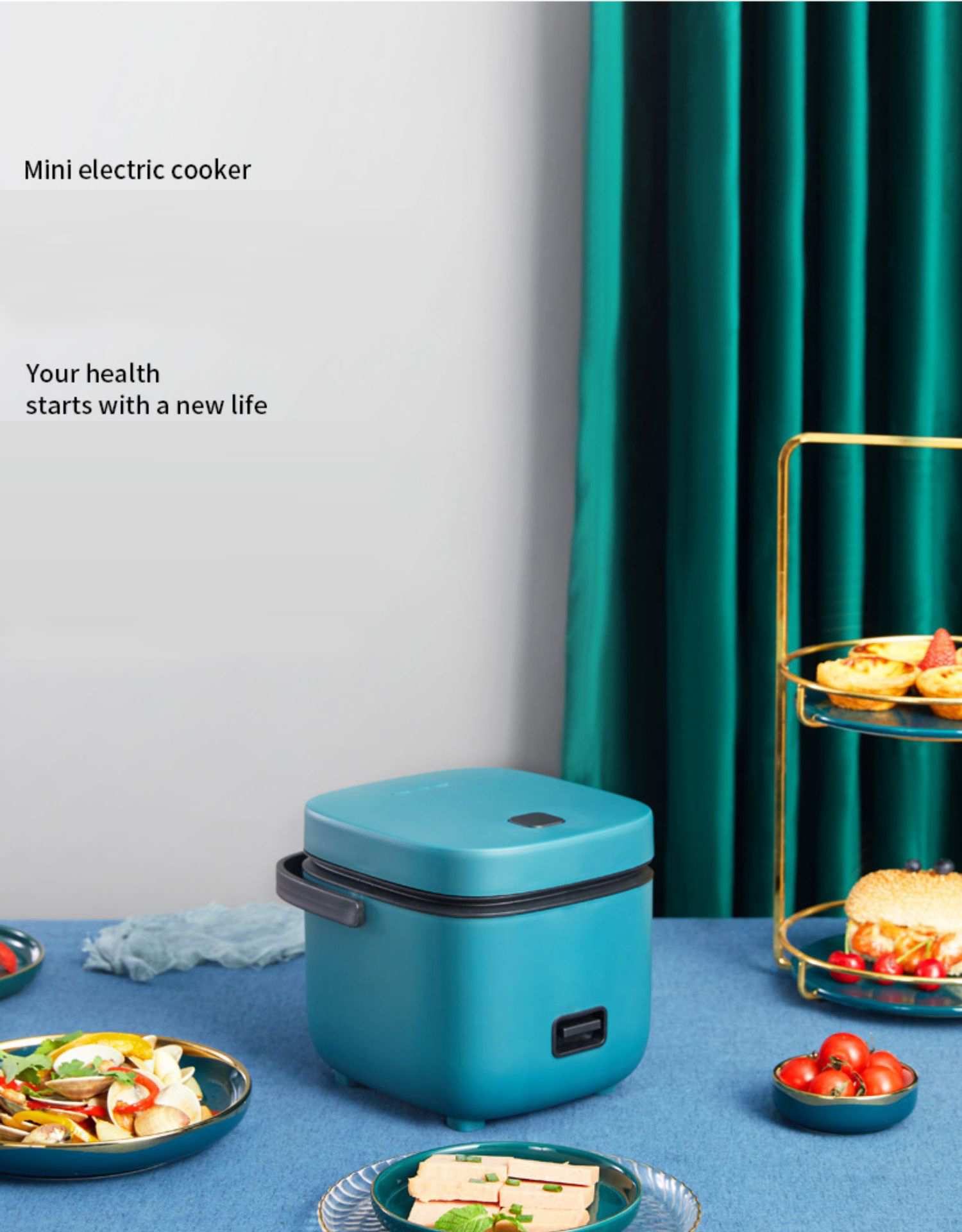 Nồi cơm điện mini đa năng Rice Cooker Seoulcook 1,2l hàng nội địa cao cấp nấu cơm, cháo, chưng, hấp,... tặng khay hấp + vá cơm + cốc đong