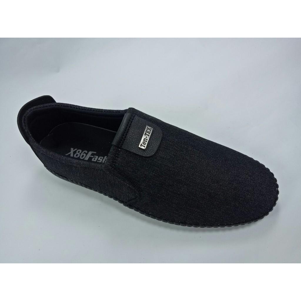 Giày lười vải jean nam màu đen đế khâu chắc X86fashion-VJEAN01