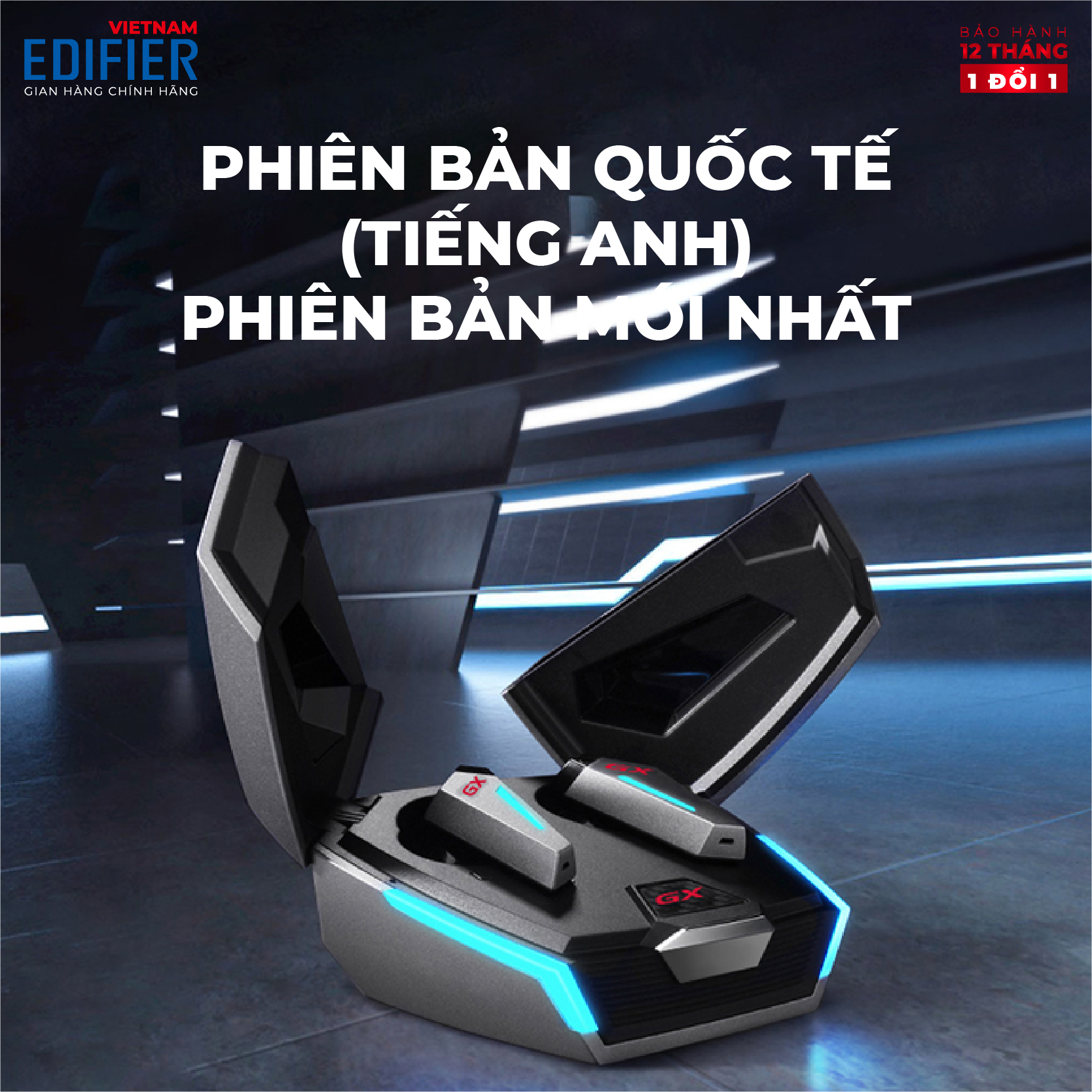 Tai nghe True Wireless Gaming EDIFIER GX07 - 26 giờ phát nhạc Khử tiếng ồn ANC - Driver 8mm, Game Mode - Hàng chính hãng