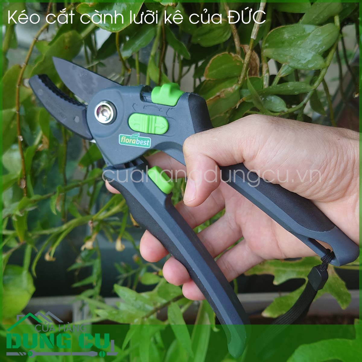 Kéo cắt cành đức có lưỡi kê chống trượt cắt cành lớn 10mm