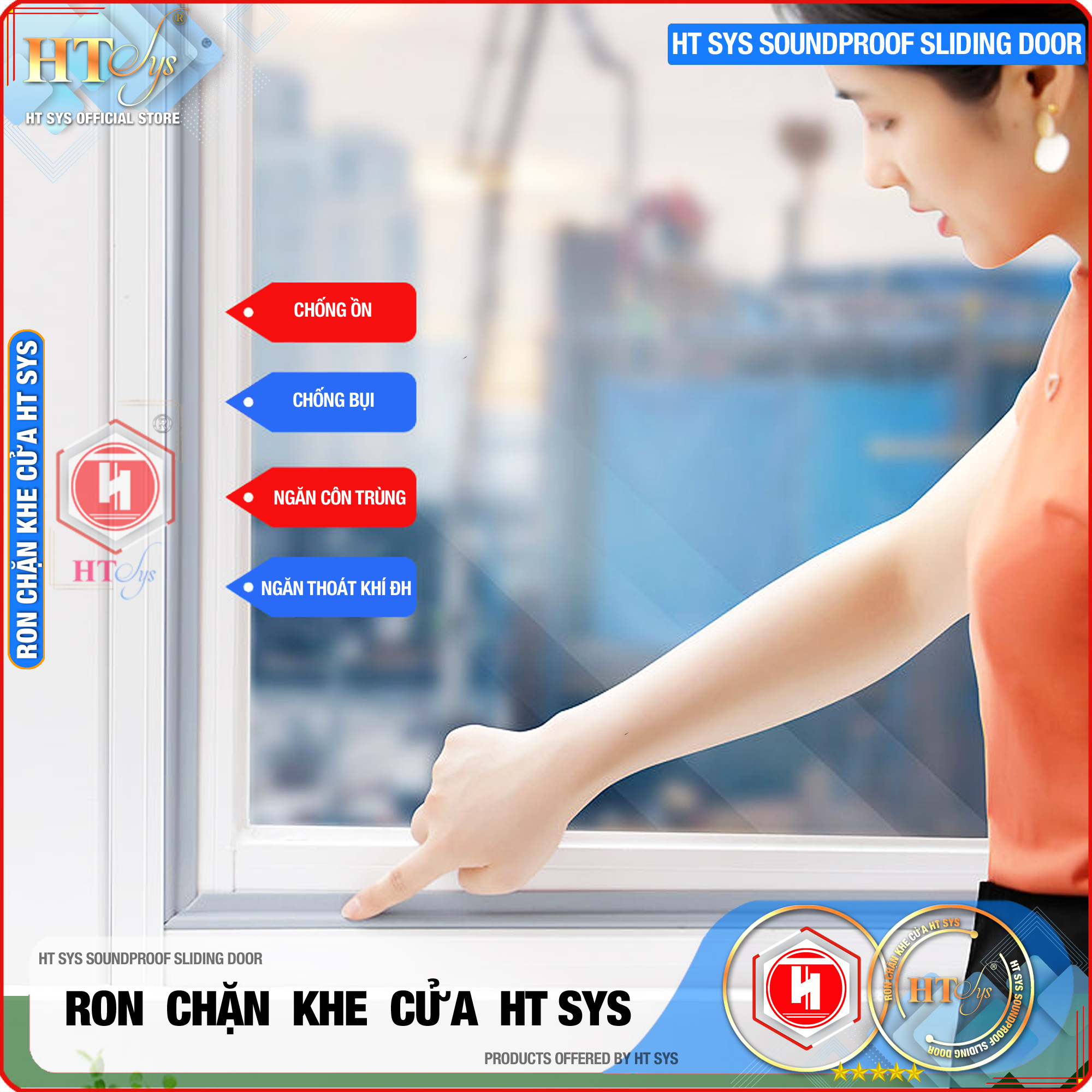 Ron chặn khe cửa HT SYS - Ngăn gió cách âm - Chống bụi, ngăn côn trùng, chống thoát khí điều hòa - Ron chặn khe cửa đa năng chất liệu PU cải tiến - Hàng Chính Hãng