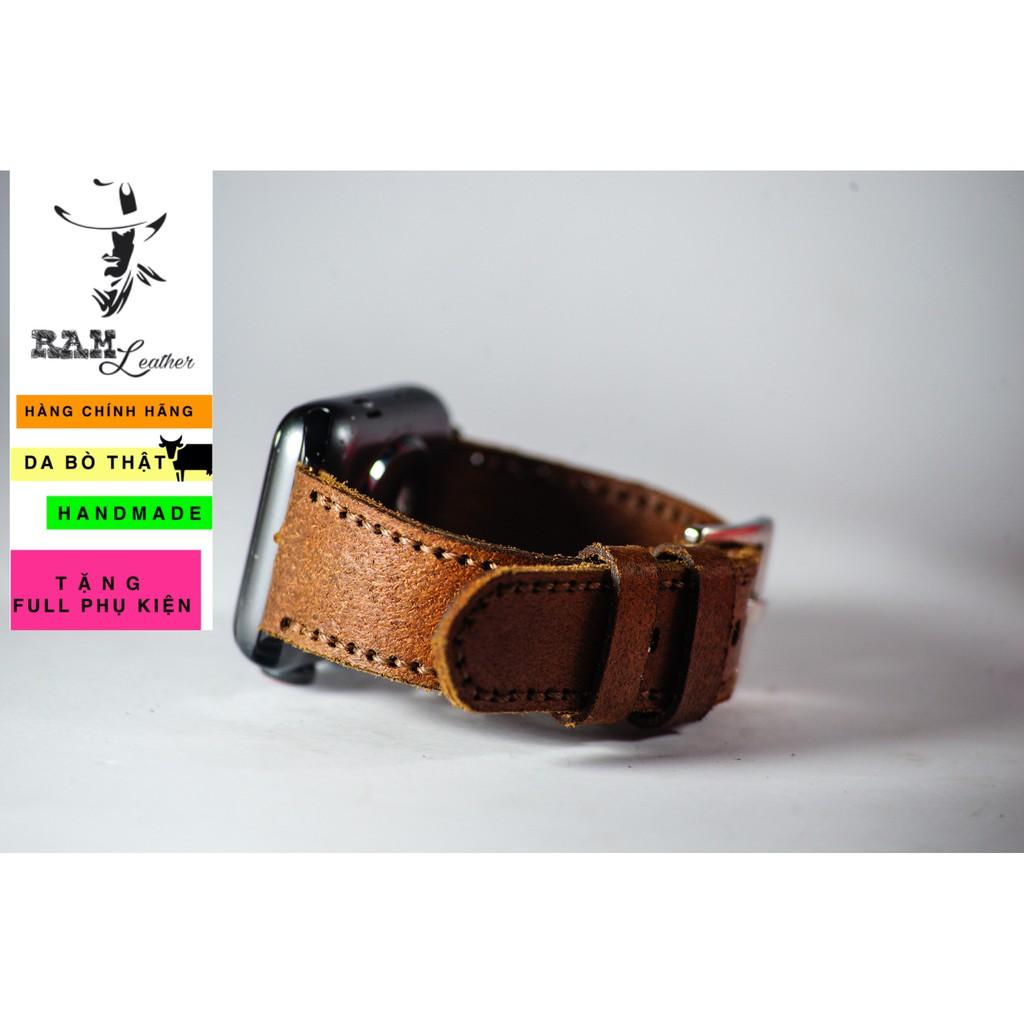 Dây đồng hồ RAM Leather cho apple watch da bò thật - RAM buttero nâu đỏ