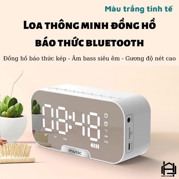 Loa bluetooth đồng hồ G10 cao cấp, loa mini kiêm báo thức, nghe đài FM, màn hình tráng gương hiển thị đèn led