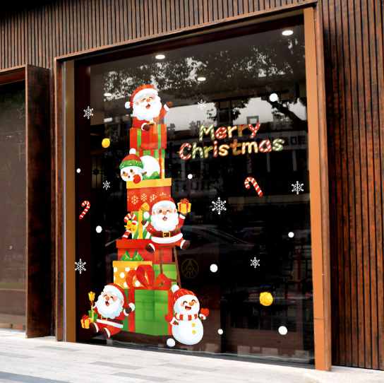 Decal trang trí Noel - Tháp quà ông già Noel