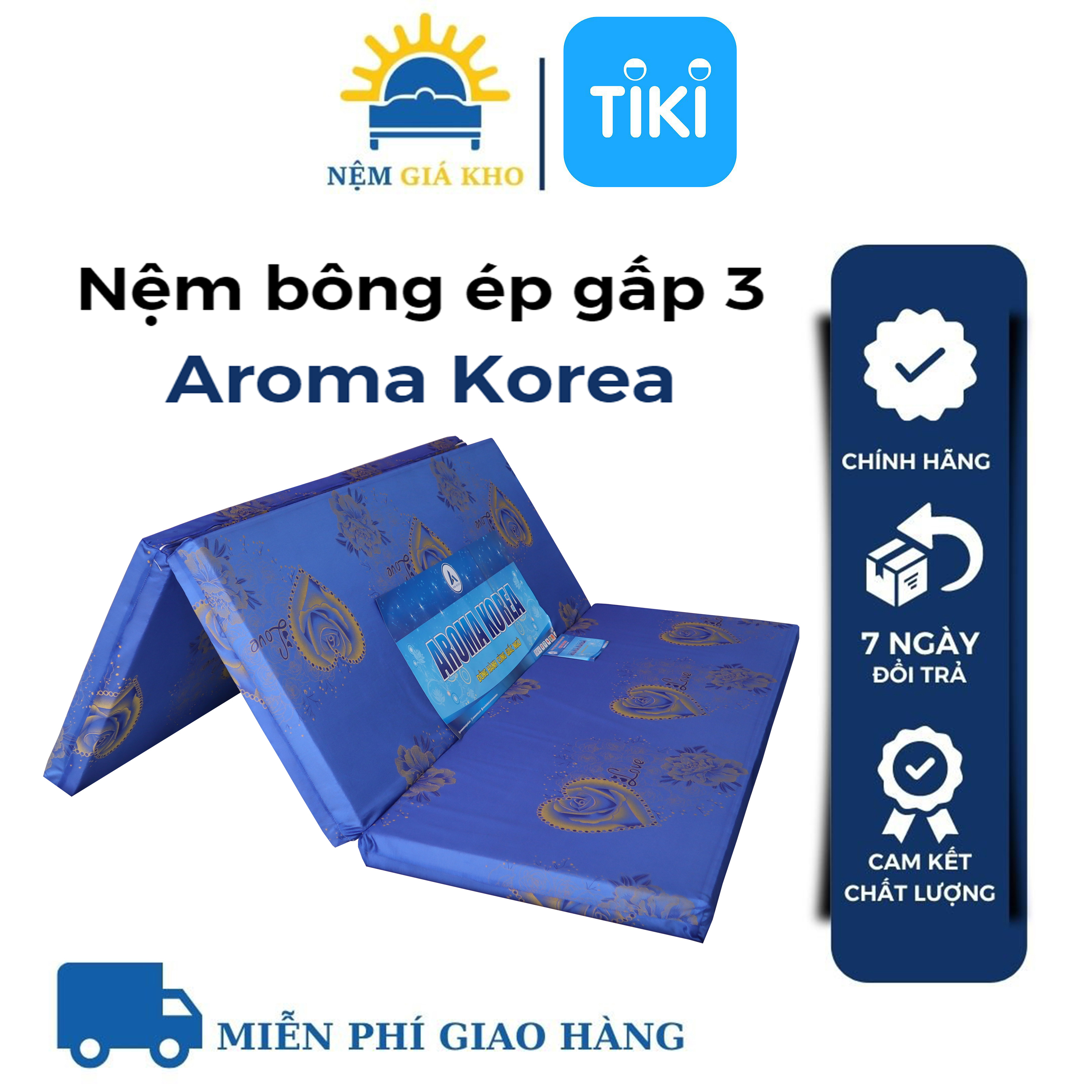 Nệm Bông Ép Gấp 3 Aroma Korea - Nhiều màu giao ngẫu nhiên