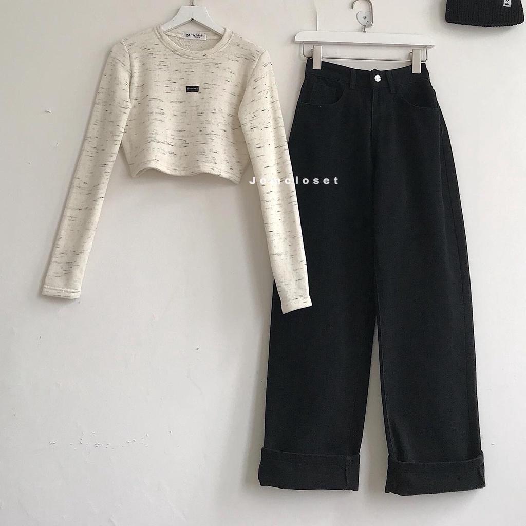 Áo Croptop Nữ GIDOL Tay Dài Chất Vải Dày Dặn Co Giãn Thiết Kế BasiC Dễ Phối Đồ-1928  ( Gous official)