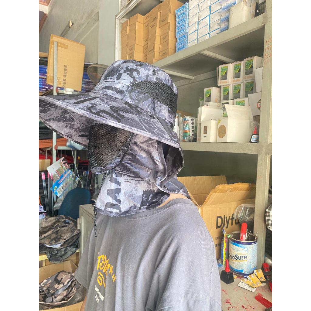 Mũ câu cá - Mũ chống nắng vành rộng - Nón đi nắng - Mũ chống nắng đi câu kèm khăn che gáy vải gió có thể tháo rời