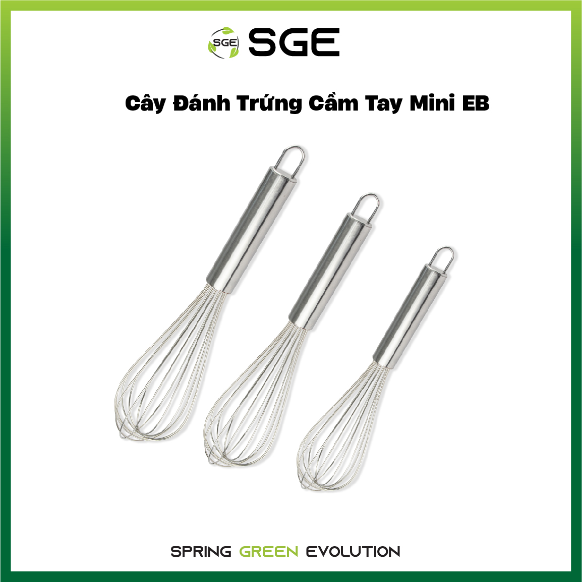 Cây Đánh Trứng Cầm Tay Mini, Phới Đánh Trứng Cao Cấp EB Không Gỉ, Gọn Nhẹ, Nhiều Kích Thước, Làm Từ 100% Inox Đảm Bảo Tiêu Chuẩn Vệ Sinh An Toàn Thực Phẩm - Nhập khẩu Chính Hãng Thái Lan