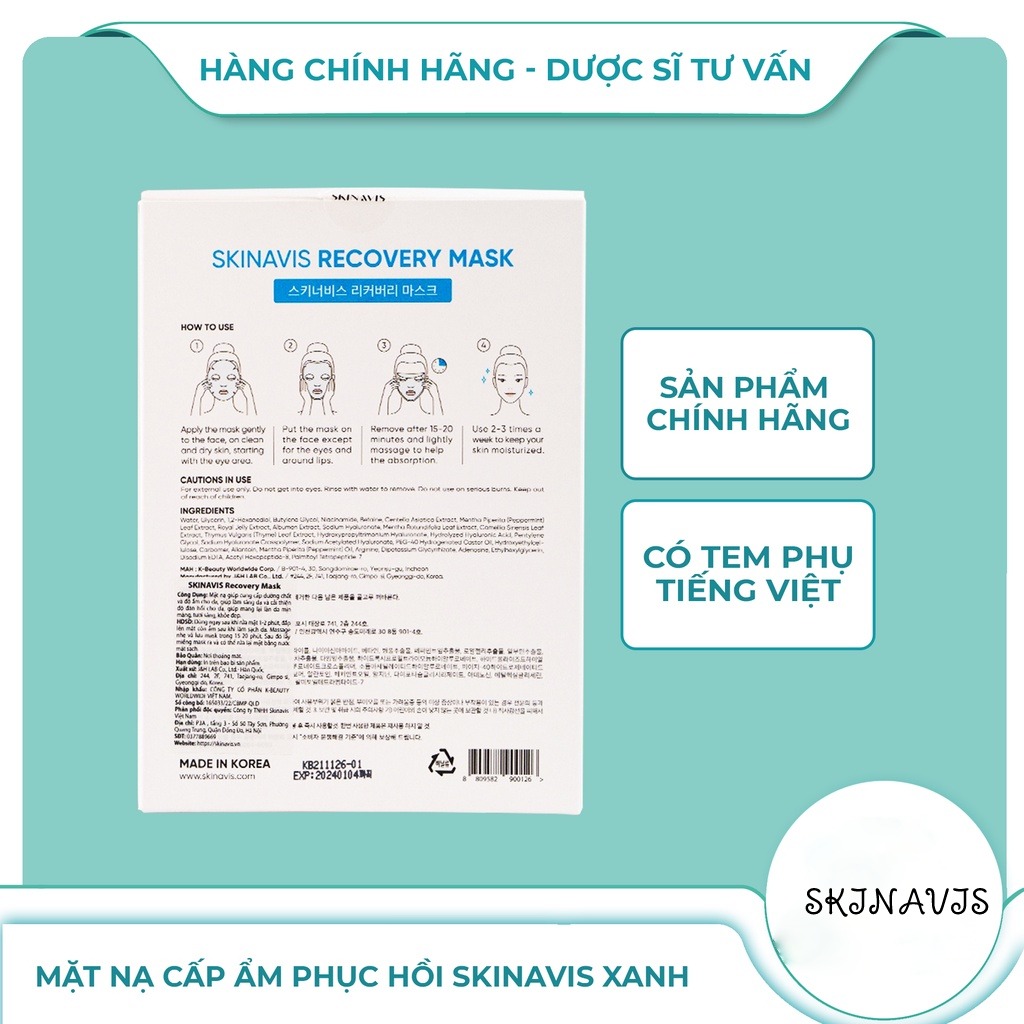 Mặt Nạ Phục Hồi Da Skinavis Recovery Mask- 10 miếng ( Hàng Chính Hãng )