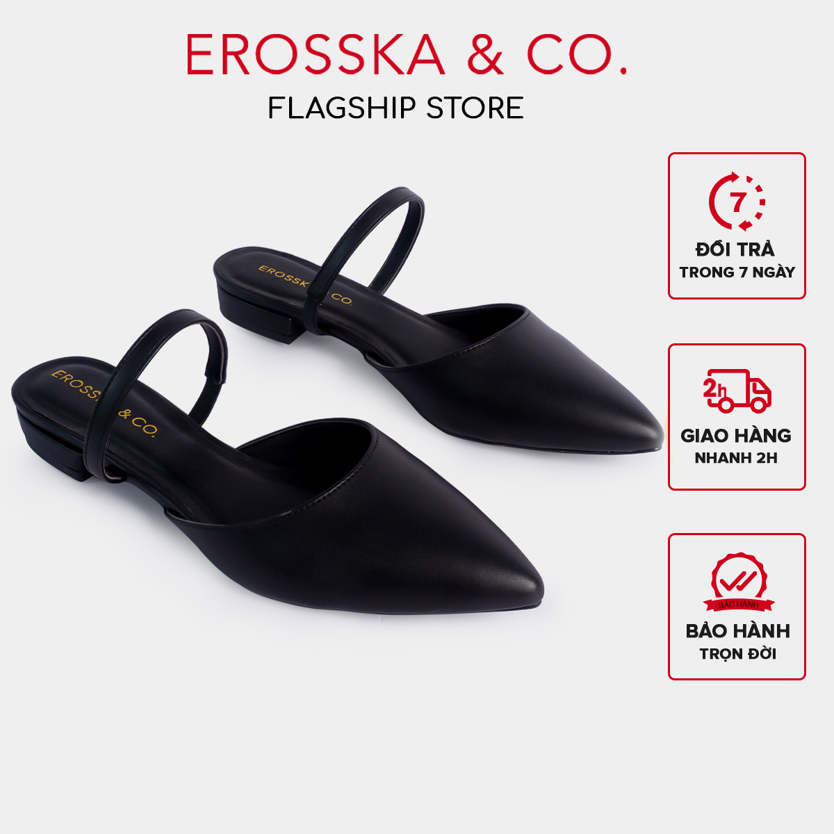 Erosska - Giày mũi nhọn kiểu dáng Hàn Quốc gót bệt 1,5 cm EL019