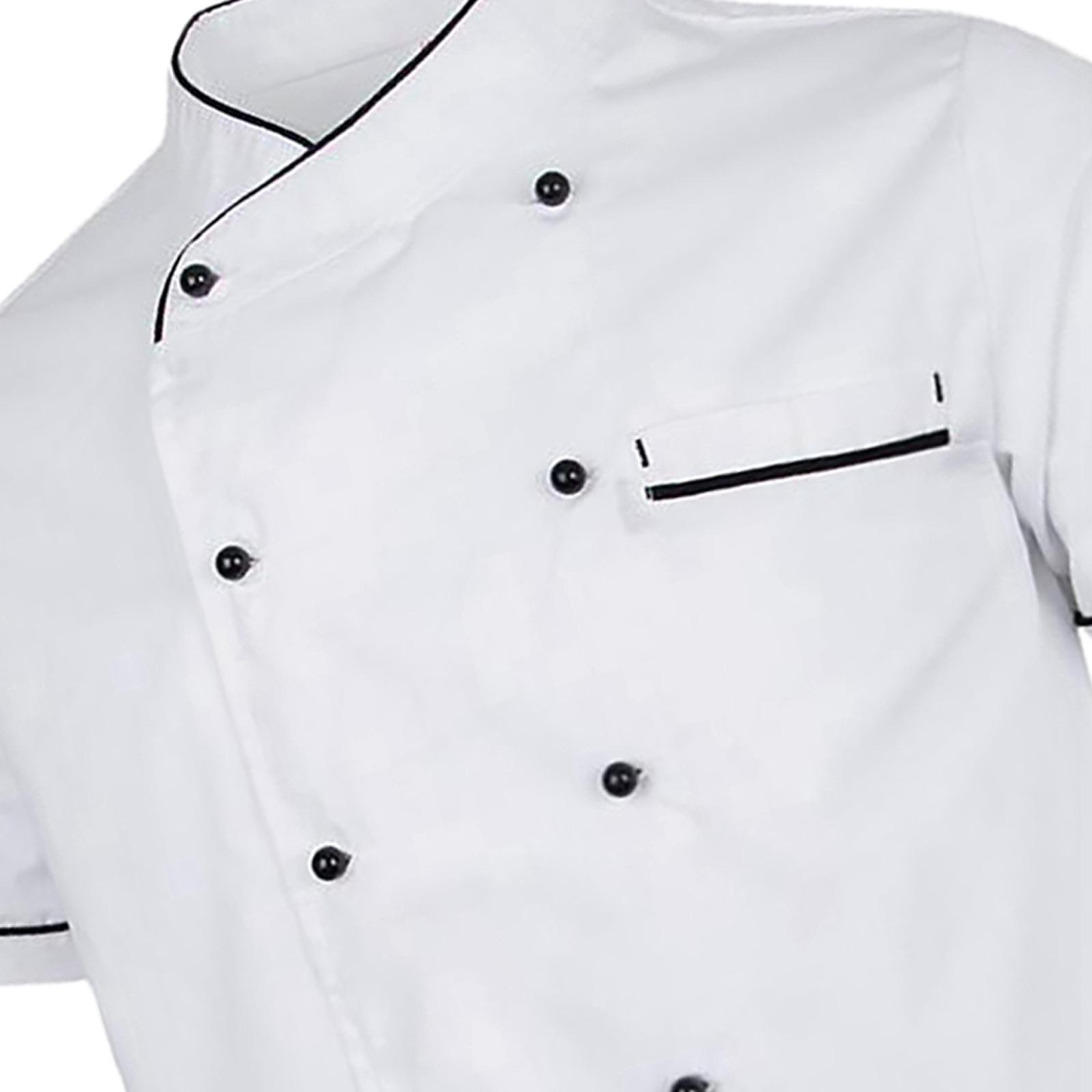 Chef Jacket Short Sleeve Uniform for Restaurant Kitchen Culinary School White