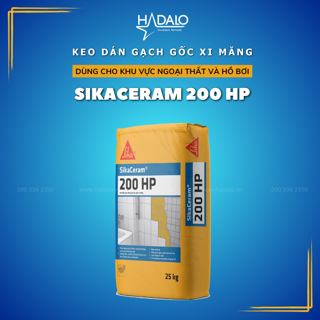 Keo dán gạch SikaCeram 200HP – Keo dán gạch cho nhà vệ sinh, phòng bếp, ban công, hồ bơi, tường ngoài – 25kg