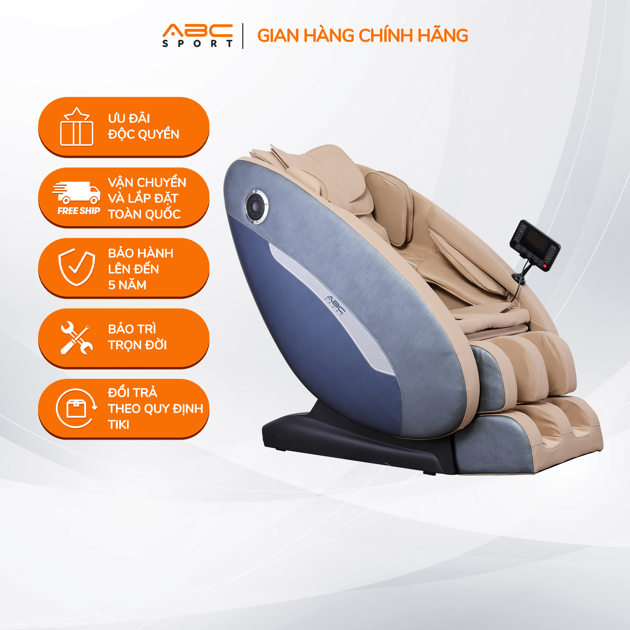 Ghế massage toàn thân ABCSport A21 dòng con lăn 3D dành cho khách hàng thích massage mạnh, hỗ trợ đâu nhức mệt mỏi