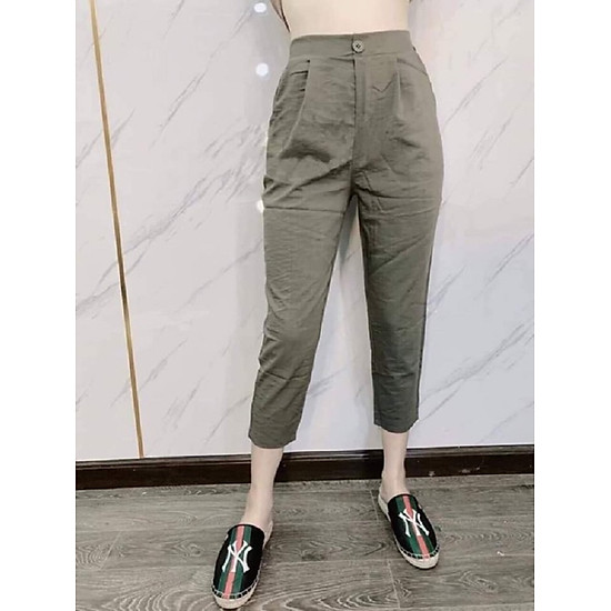 Quần Baggy đũi lưng chun cạp cao thiết kế phối khuy xịn xò