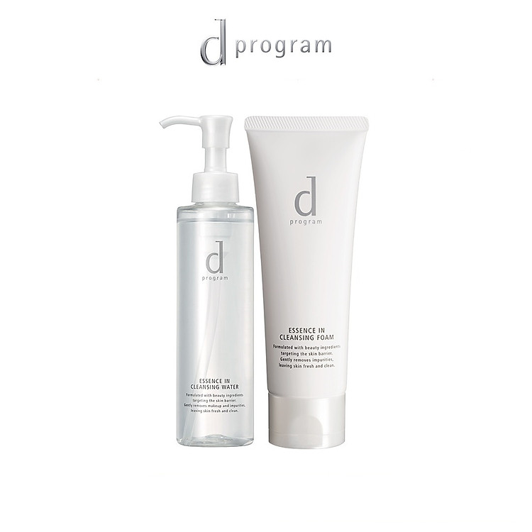 Bộ đôi nước tẩy trang và sữa rửa mặt tạo bọt dưỡng da D Program dành cho da nhạy cảm Essence In Cleansing Water & Cleansing Foam