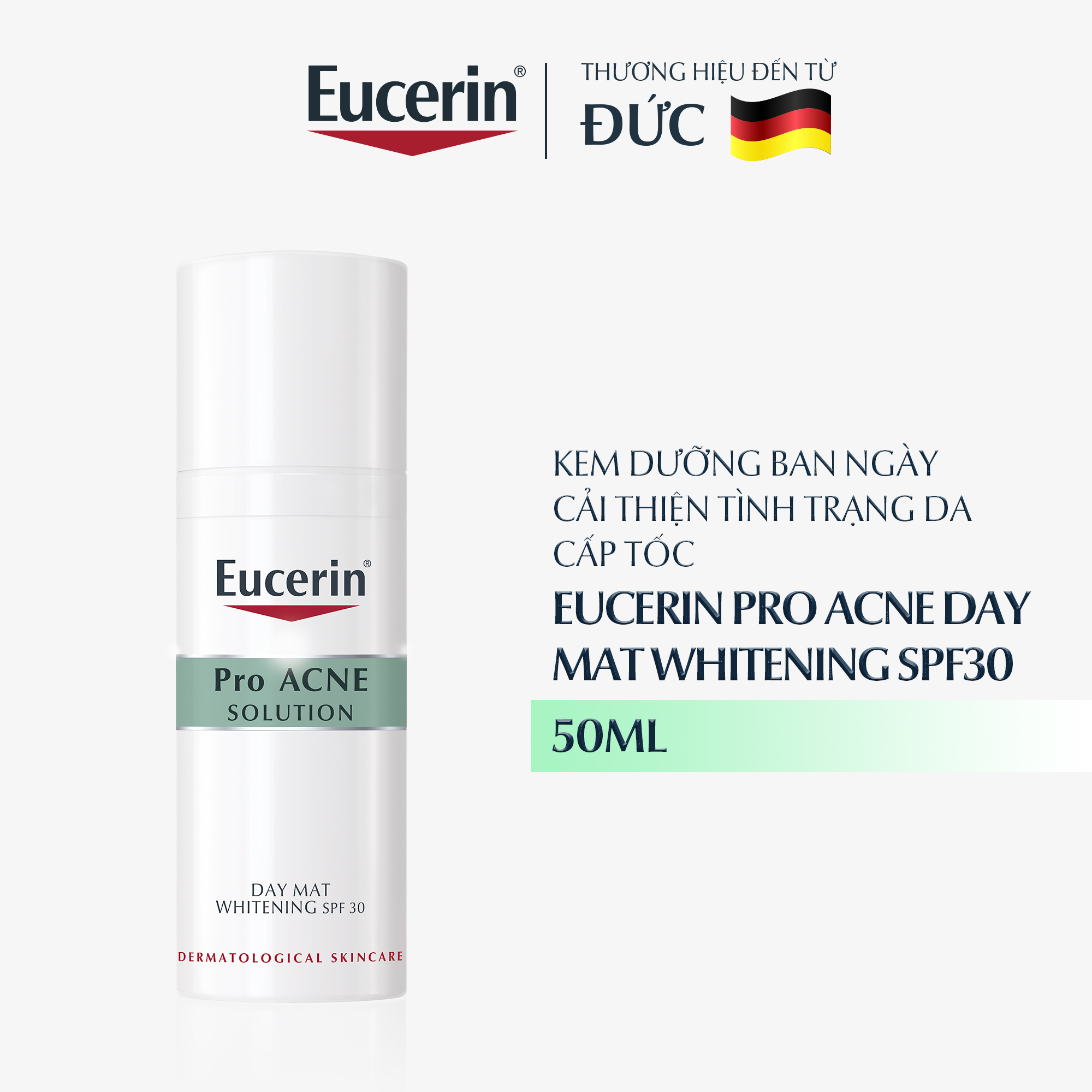 Kem Dưỡng Ban Ngày Eucerin Pro Acne Day MAT Whitening SPF30 Giúp Giảm Mụn Và Trắng Da 50ml