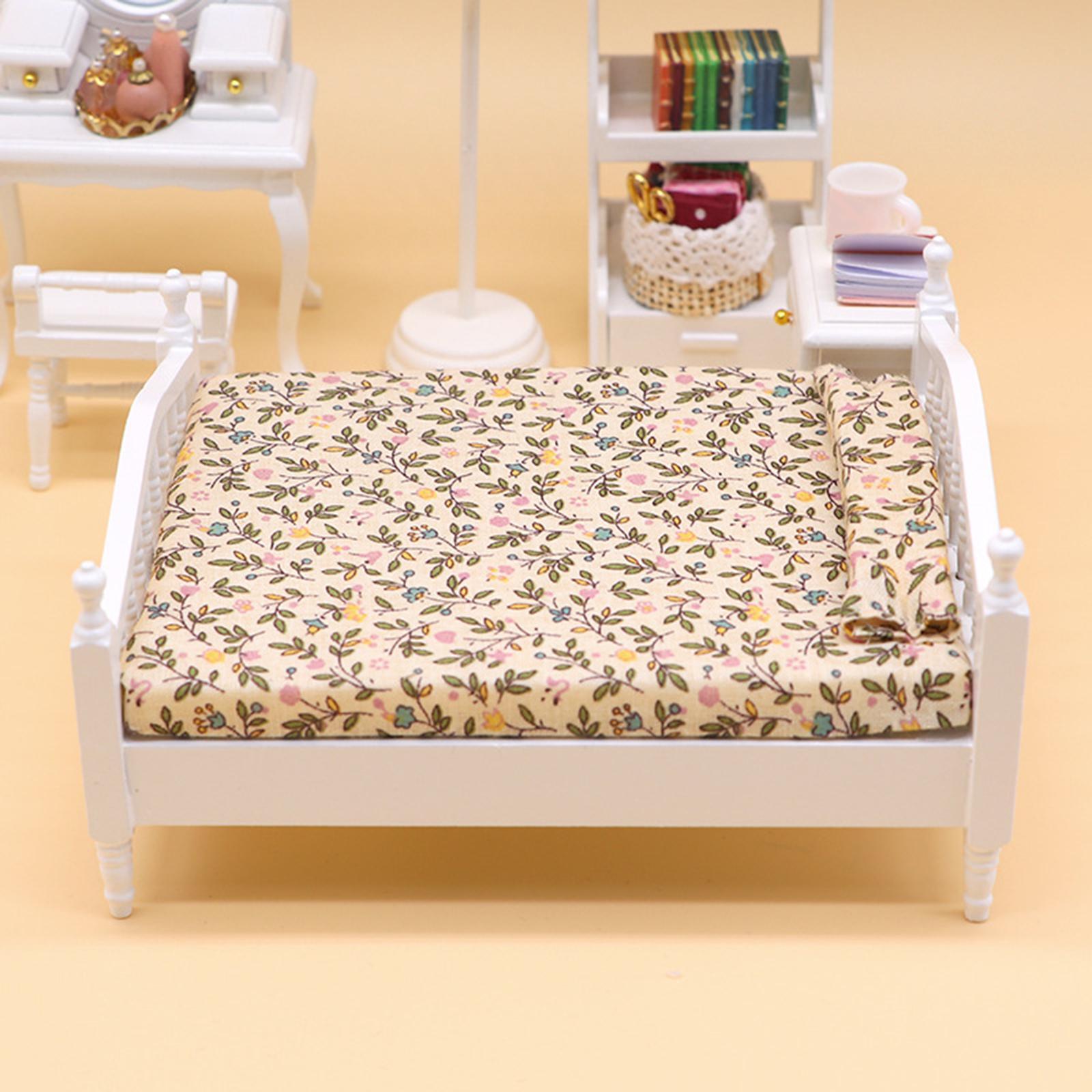 2x Dollhouse Miniature Bed Single Bed Model DIY Scene Model