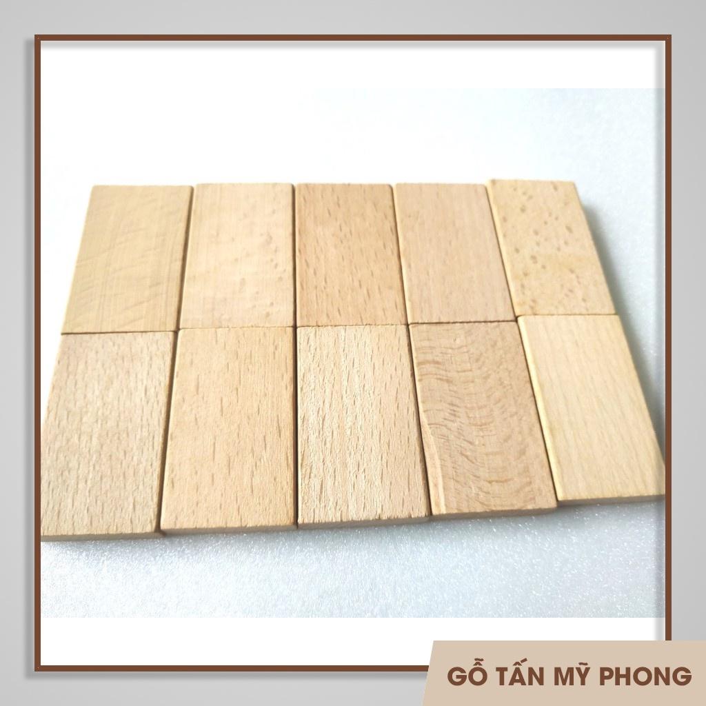 Bộ 10 khối gỗ dẹp chữ nhật 50x30x9mm làm đồ chơi xếp hình, lắp ráp, trang trí, thủ công, điêu khắc