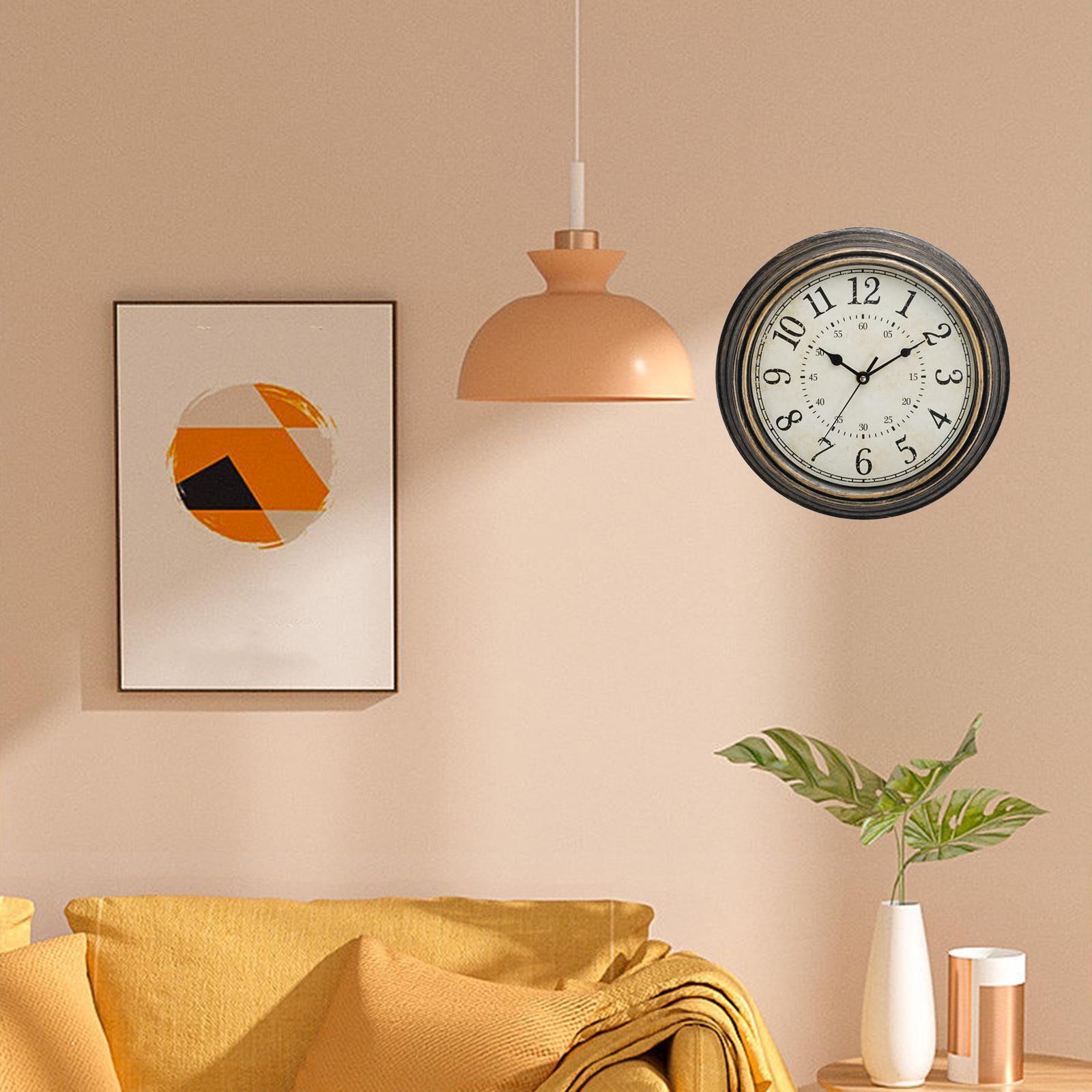 Retro Style 30cm Wall Clock Decorative Sweep Movement Round Silent Hanging Clocks for Classroom, Bedroom, Bathroom, Nursery, Dining Room